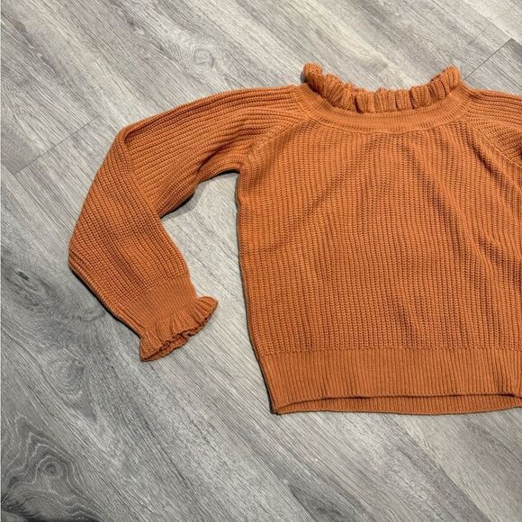 Lulus Burnt Orange Off-the-Shoulder Ruffled Neck Sweater - Picture 2 of 6